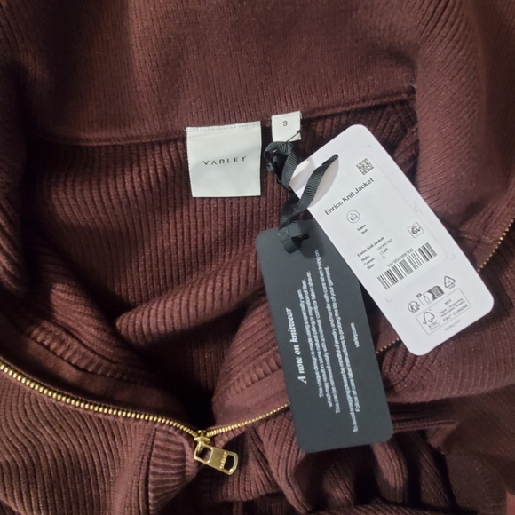 Varley Enrico Zip-through Ribbed Knit Jacket Coffee Bean Relaxed - Picture 4 of 13